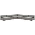thumbnail image 1 of Sectional Sofa Set, Faux Vegan Leather, Grey Gray, Modern Contemporary Urban Design, Living Lounge Room Hotel Lobby Hospitality, 1 of 10