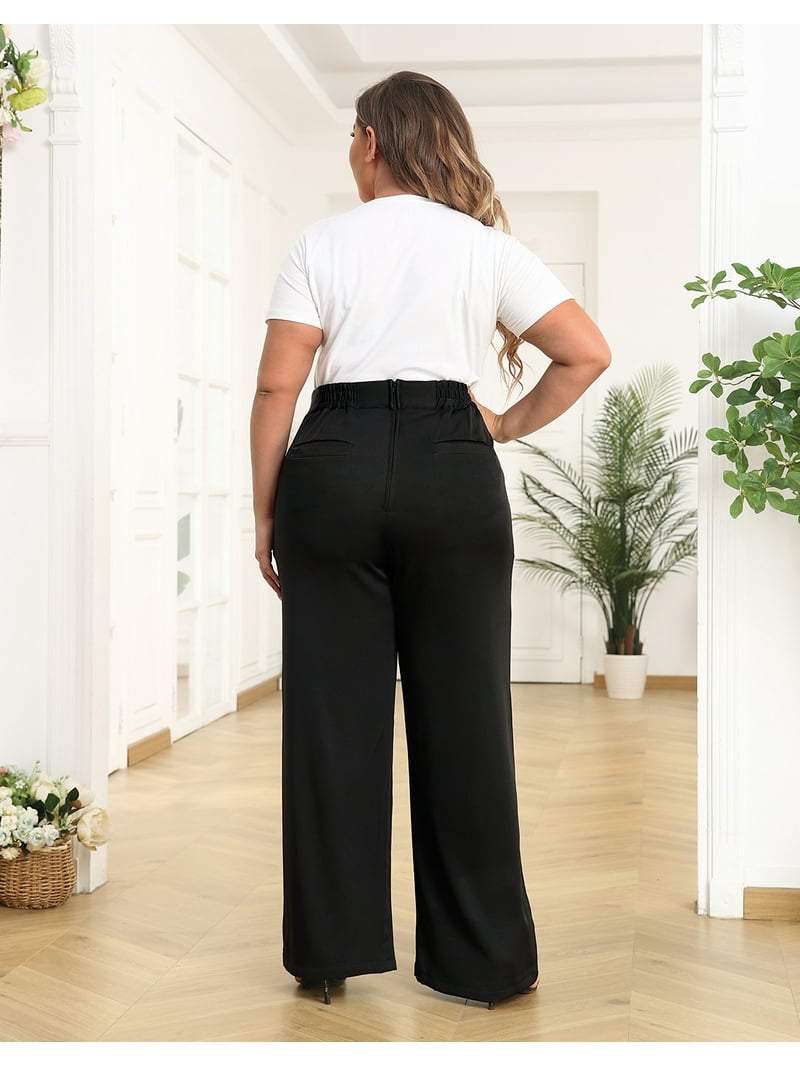 black dress pants high waisted Wide Leg With a high rise that cinches your waist and a fluid drape that elongates your legs Womens High Waisted Wide Leg