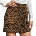 thumbnail image 4 of IWRICH Women's Casual High Waist Suede Leopard Print Bodycon Mini Pencil Skirt Coffee XL, 4 of 4
