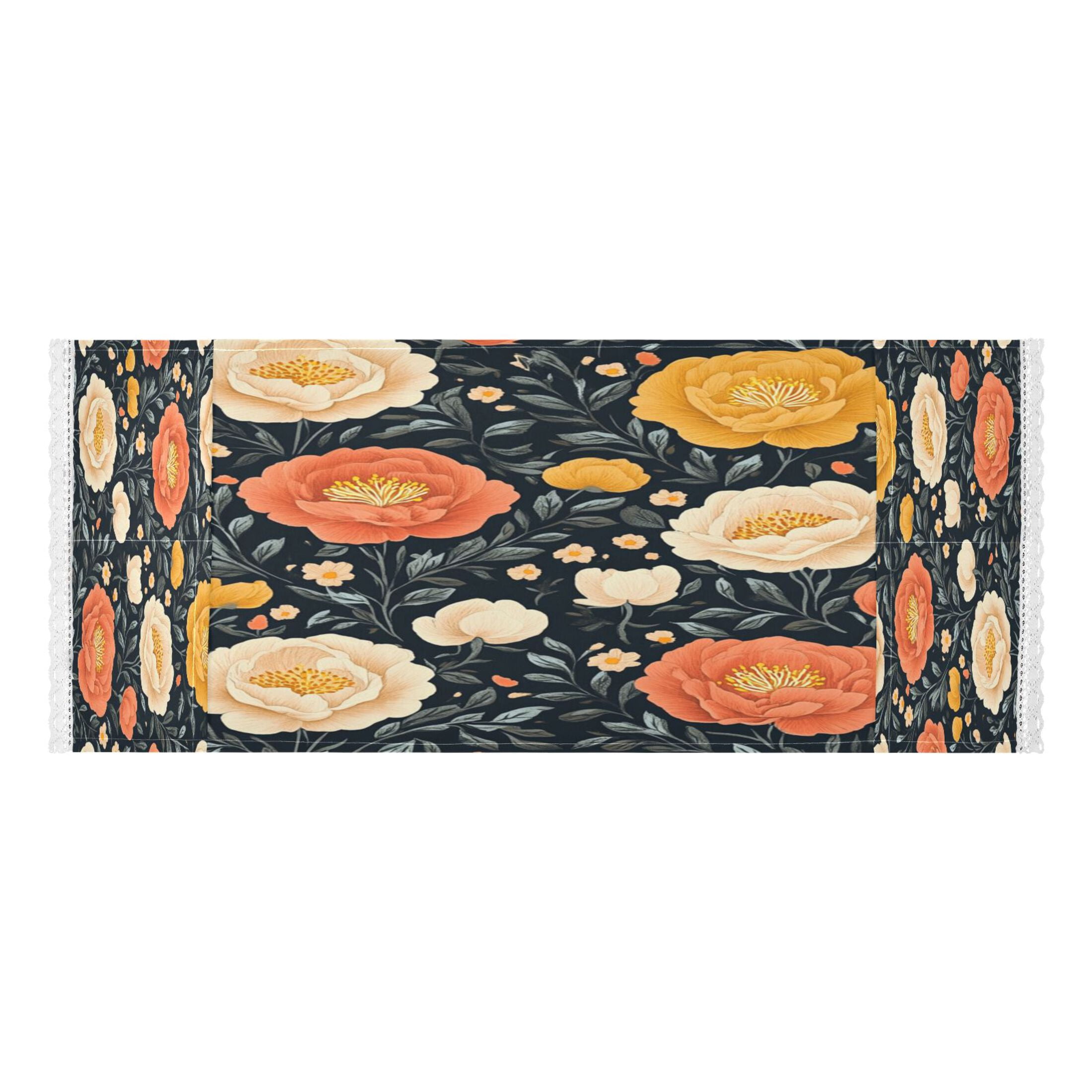 Nostalgic Peonies PatternWasher and Dryer Covers Dust-Proof and Oil Resistant Fridge Cover with 4 Storage Pockets Washing Machine Top Cover for Laundry Kitchen Home 51.2 x 22 In