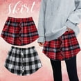 thumbnail image 2 of Youmylove Women 2-Pack Skirt Fashion New Button Plaid Street Loose Casual Stitching Elastic Band Skirt Shirt Extender Layering Top Lower Sweep Shirt, 2 of 8