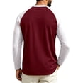thumbnail image 4 of Domuza Mens Long Sleeve T-Shirt Crew Neck Moisture Wicking Basic Tee Color Block Raglan Tshirts for Daily Wear Wine XL, 4 of 4