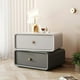 thumbnail image 5 of Creative Rotating Bedside Table Wooden 2 Drawers Storage Cabinet Leather Solid Color Factory Direct Bedroom Nightstands My Lux Decor Round, 5 of 18