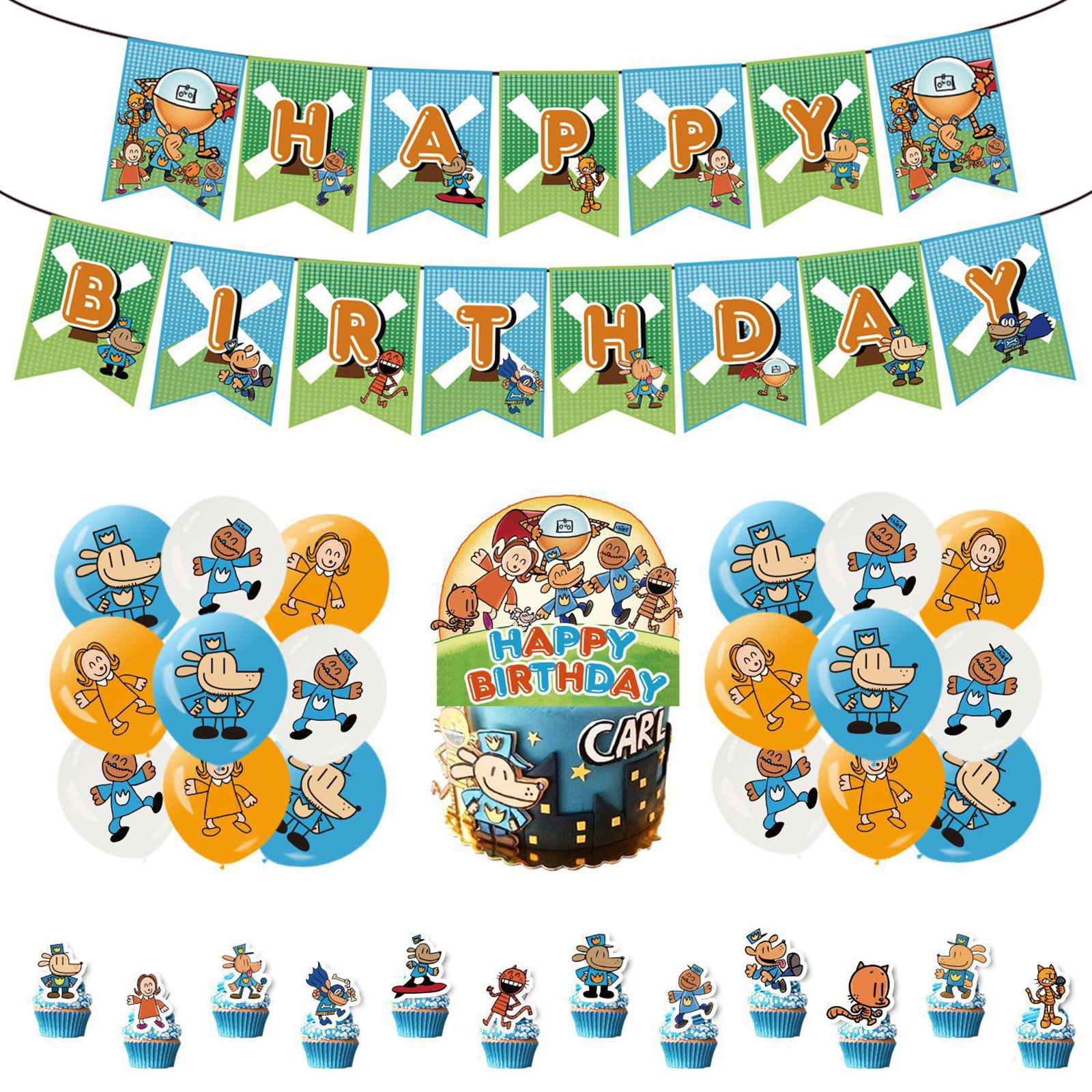 Décoration De Table Anniversaire - Set De Vaisselle Thème Chien Bleu (Nappe, Assiettes, Serviettes) - Pour Fête D'Enfant