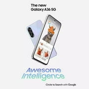 Samsung Galaxy A36 5G AI, 128GB+8GB RAM, Android Smartphone, International Version, Unlocked - Awesome Black New