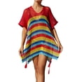 thumbnail image 3 of Taqqpue Women Swimsuit Crochet Swim Cover Up Summer V Neck Bathing SuitVacation Outfits Swimwear Mesh Knit Plus Size Beach Dress, 3 of 10