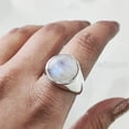 thumbnail image 5 of Rainbow Moonstone Mans Ring, Natural Blue Fire Rainbow Moonstone, Silver Jewelry, 925 Silver Ring, Birthday Gift, Heavy Mens Ring, Simple Heavy Design, Biker Ring, Christmas, Mens Signet Ring, 5 of 8