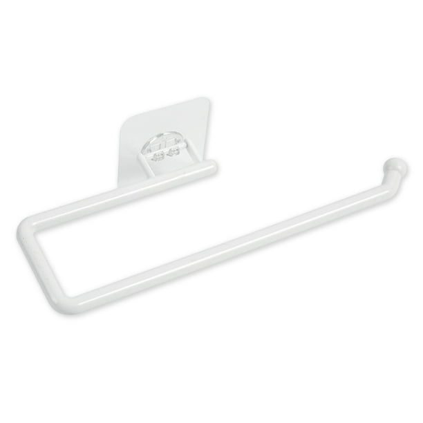 Inteprter Soporte de papel de cocina, estante organizador autoadhesivo de montaje en pared de plástico, estante de pañuelos móvil de 180 Organizadores de utensilios de cocina Blanco