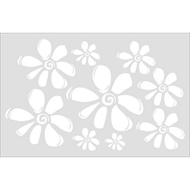 Girl's Wall Sticker Flower Decals 9Pc Large Floral Decor White