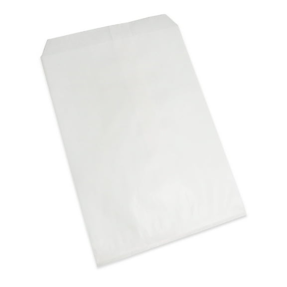 100 Qty 5" x 7" Decorative Flat Paper Gift Bags - Plain White Kraft Bags - for Sales/Treats/Parties Cookies/Gifts - N'icePackaging