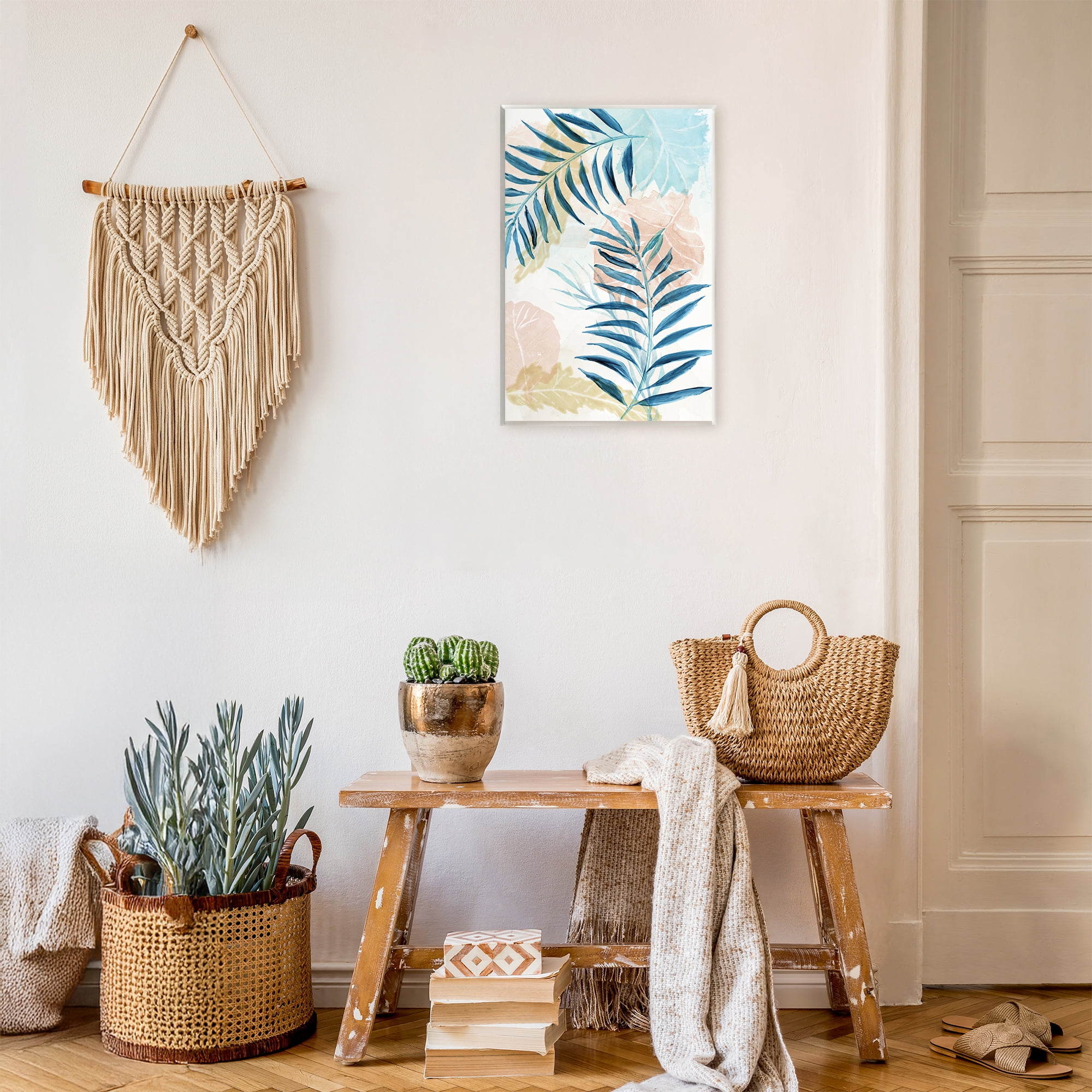 Stupell Industries Blue Palm Fronds in Pastel Haze Wall Plaque Art, design by Nan