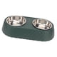 thumbnail image 3 of Los tazones dobles para mascotas evitan resbalones Tazones de agua para alimentos para mascotas de acero inoxidable con soporte decorativo con lazo para perros y gatos Verde oscuro, 3 of 12