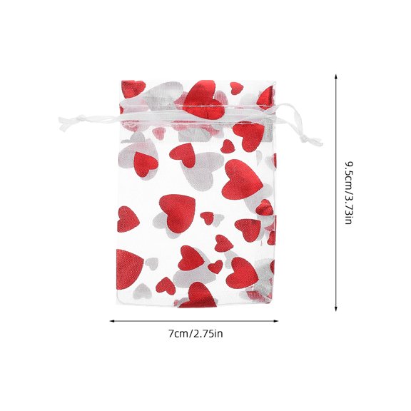 OULII 50pcs Valentine Packaging Bags Made Of Red Mesh Fabric For Jewelry Storage And Candy Packaging