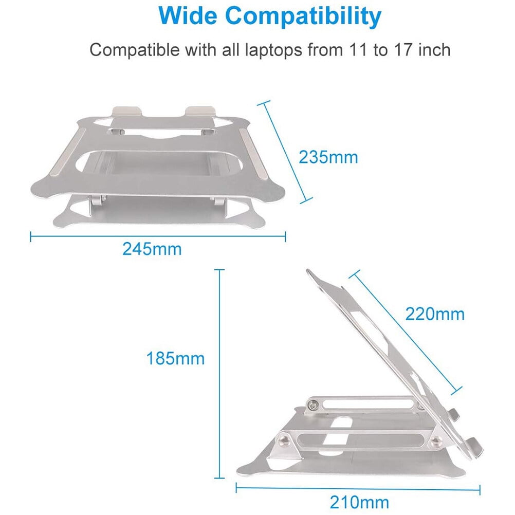 IBASETOY Foldable Laptop Stand Height Adjustable Notebook Pc Holder Portable Support For Home Office Use Silver