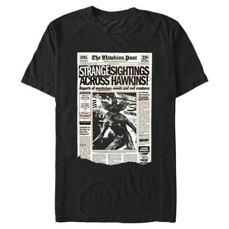 Stranger Things Maglietta Unisex | T-Shirt Grafica a Maniche Corte con Logo retrò per Adulti in Nero | Hawkins Vintage Classic 80s Old School Apparel Top | Programma TV Netflix
