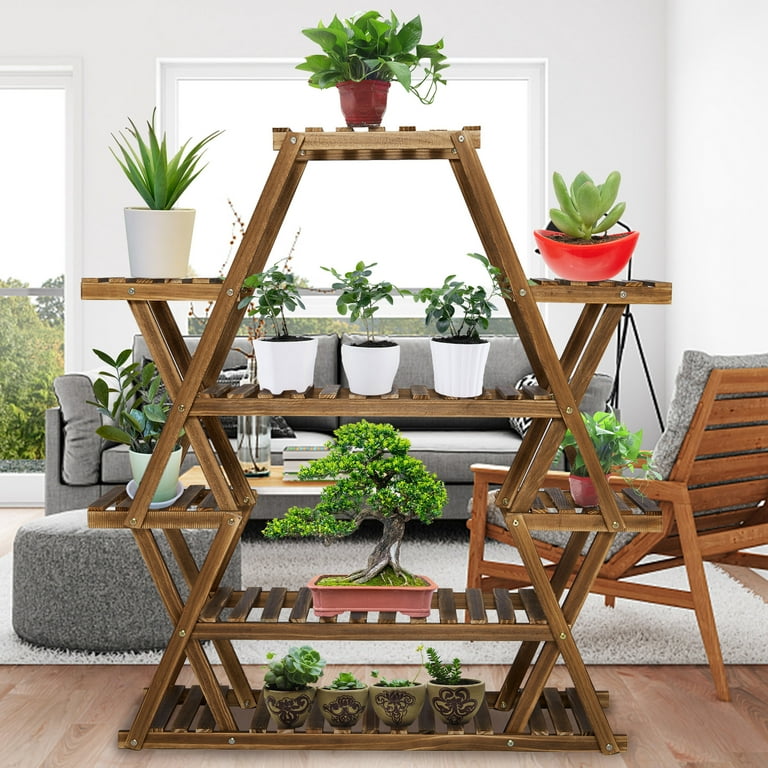 6-Layer Wooden Flower Stand Plant Display Stand Shelf Indoors & Outdoors 6-Layer Wooden Flower Stand Plant Display Stand Shelf Indoors & Outdoors