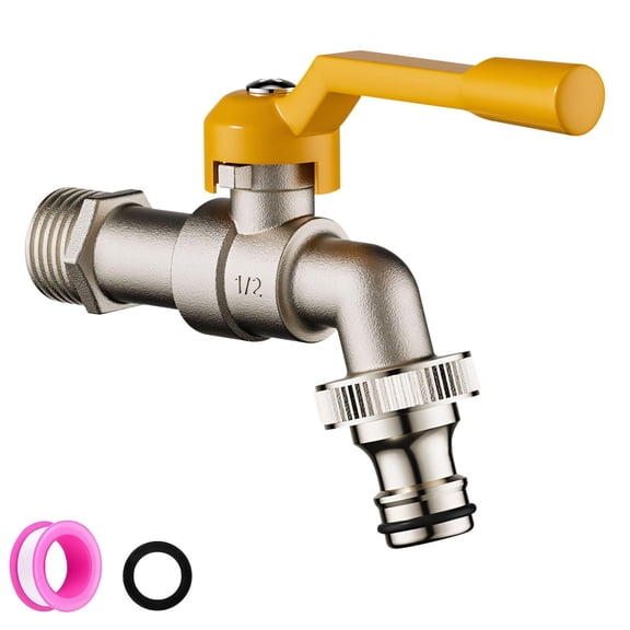 TIELUTT Robinet de Jardin 1/2 Pouce Robinet Double en Laiton Extérieur Antigel Robinet de Jardin avec 1 X Robinet Utilitaire Tête de Robinet Commerciale de Cuisine Démodée Robinet d'Eau pour Cuisine Tête de Robinet de Cuisine