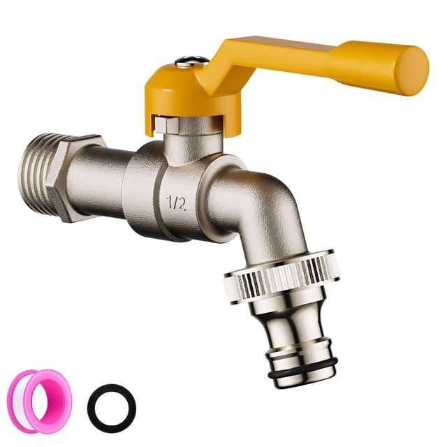 Robinet de Jardin Extérieur en Laiton Résistant au Gel avec Connecteur de Tuyau et Ruban d'Étanchéité