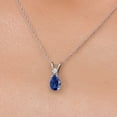 thumbnail image 3 of Gem Stone King 14K White Gold Blue Created Sapphire and White Zirconia Pendant Necklace for Women | 1.03 Cttw | Gemstone September Birthstone | Pear Shape 7X5MM | With 18 inch Chain, 3 of 6