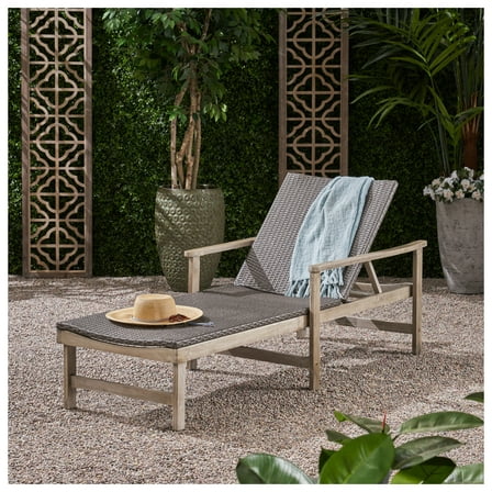 HAMPTON WOOD   WICKER CHAISE LOUNGE