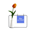 thumbnail image 1 of Interesante tópico en forma de pera Tarjeta de jarrón artificial de tulipanes, 1 of 3