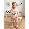 thumbnail image 3 of BemeyourBBs Toddler Baby Girls Football Game Day Outfits Infant Baby Girls Summer Clothes Short Sleeve Soccer Embroidery TShirt Tops Pink Drawstring Pockets Shorts Sets, 3 of 9