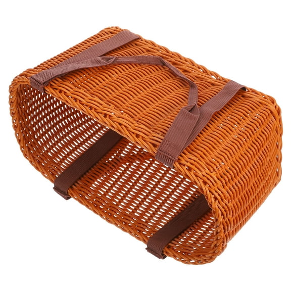 PAMINGONO Grocery Shopping Basket with Handles Brown PP 1Set