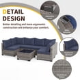thumbnail image 2 of Omniberg 7 Pieces Outdoor Patio Furniture Sets, All Weather Outdoor Sectional Sofa PE Rattan Wicker Patio Conversation Set with Washable Cushions and Glass Coffee Table, Gray/Blue, 2 of 8