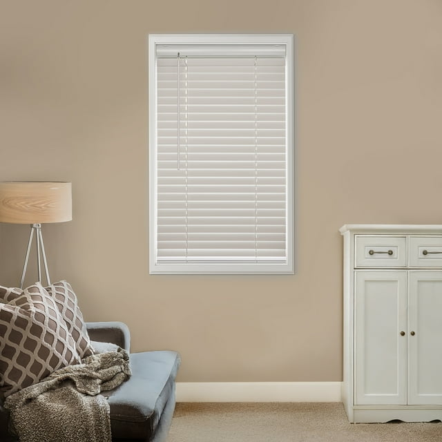 MAINSTAYS 2-inch Faux Wood Horizontal Window Blinds, White, 28 in. x 48 in.