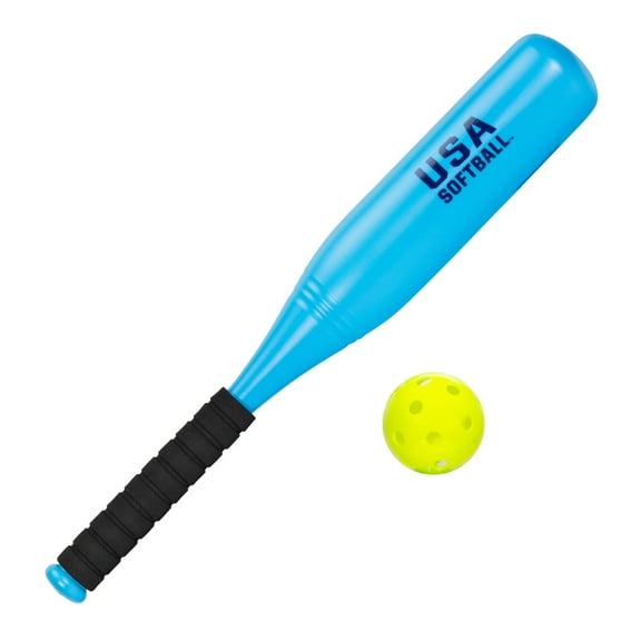 Franklin Sports USA Softball Jumbo Kids Plastic Bat & Ball Set - Backyard Baseball Softball Bat with 24" Youth Oversize Big Barrel for Kids - Blue