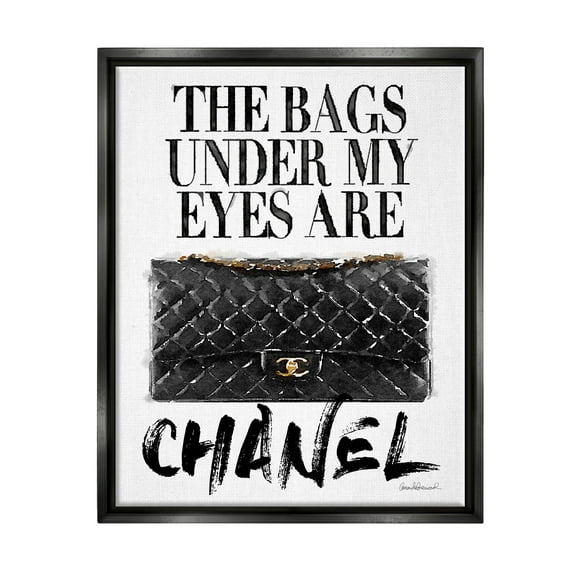 Stupell Industries Glam Bags Under My Eyes Black Bag Jet Black Framed Floating Canvas Wall Art, 16x20, by Amanda Greenwood