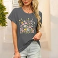 thumbnail image 2 of Fartey Short Sleeve Tops for Women Summer Going Out Tees Funny Floral Print Crew Neck T Shirts Comfy Breathable Cotton Tshirt Loose Casual Holiday Blouses Gray XL, 2 of 7