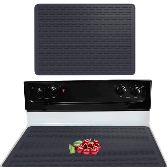 Glass Top Stove Cover, 30" X 21" Heat Resistant Silicone Stove Top Protector for Kitchen Cooking and Countertops (Black)