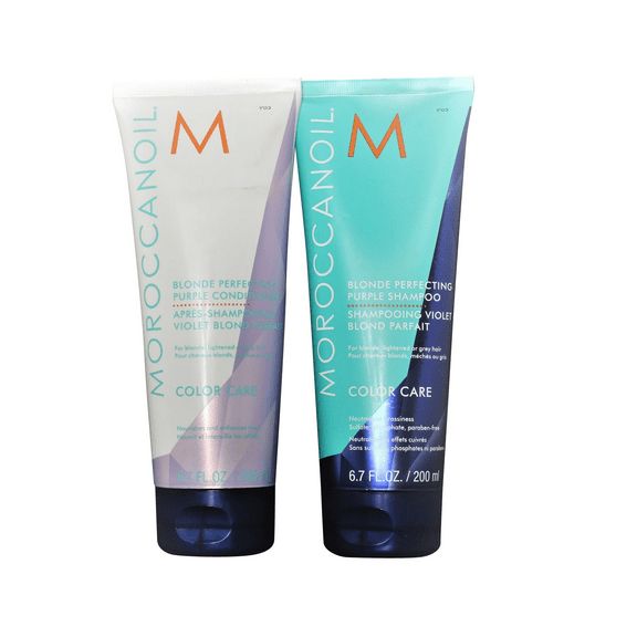 Moroccanoil Blonde Perfecting Purple Shampoo and Conditioner Bundle 6.7 oz each