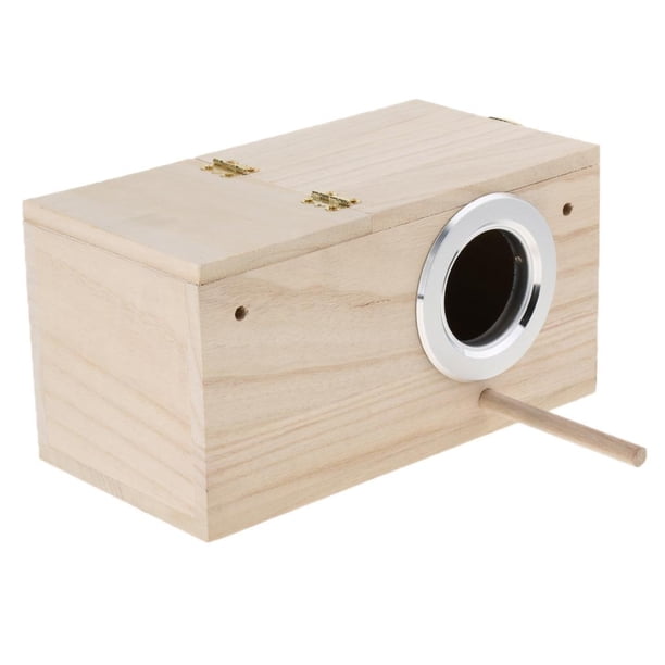 Caja de cría de pájaros de madera, caja de incubación cálida, caja de nido de jaula de pájaros de madera, pájaro Medio derecho abierto Yuyangstore Nido del loro del pájaro del animal doméstico