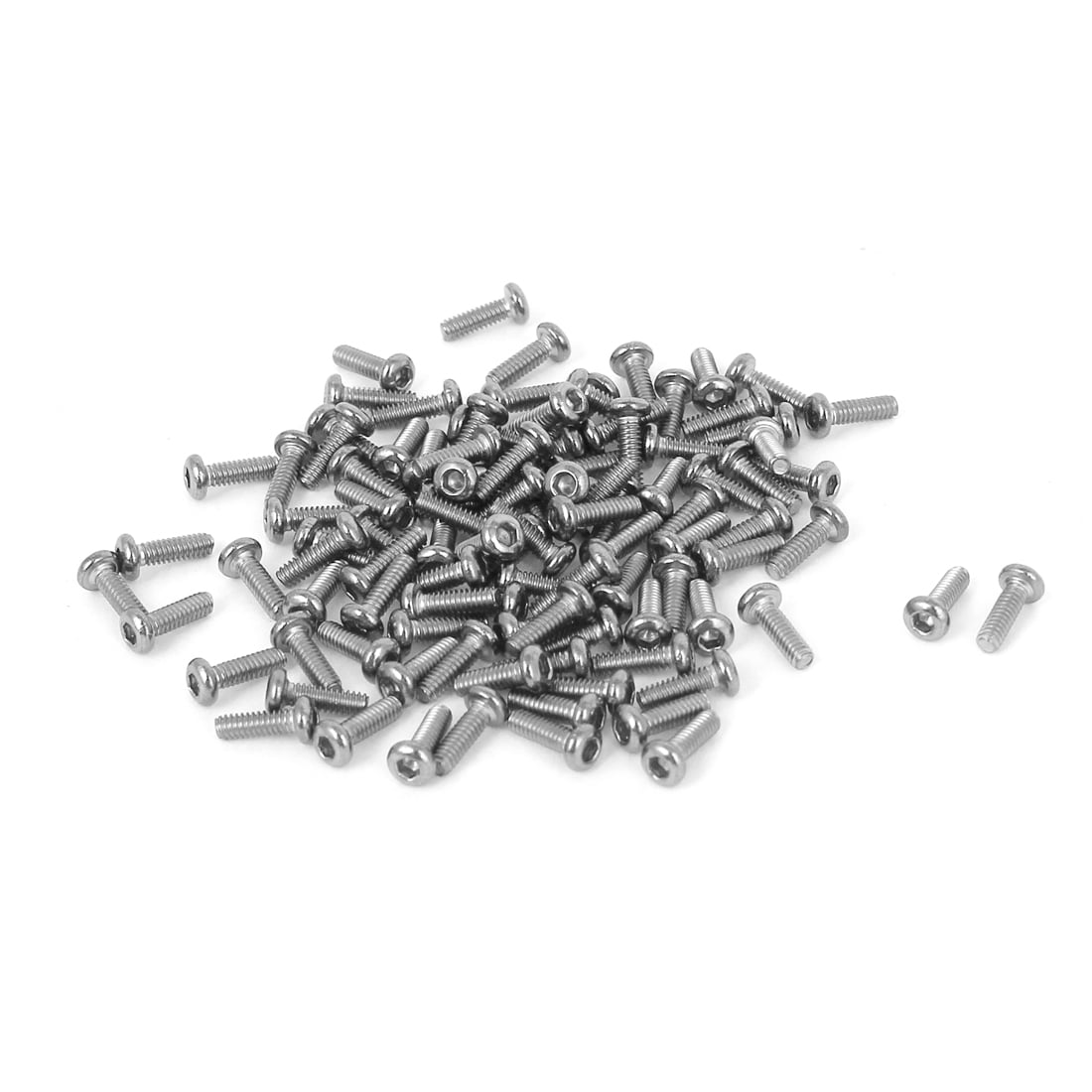 100 Vis à Tête Hexagonale Ronde M2x6mm En Acier Inoxydable - DIN - Uxcell