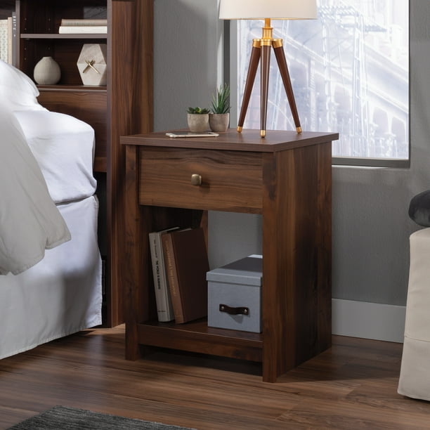 Sauder River Ranch Nightstand with Drawer, Grand Walnut Finish