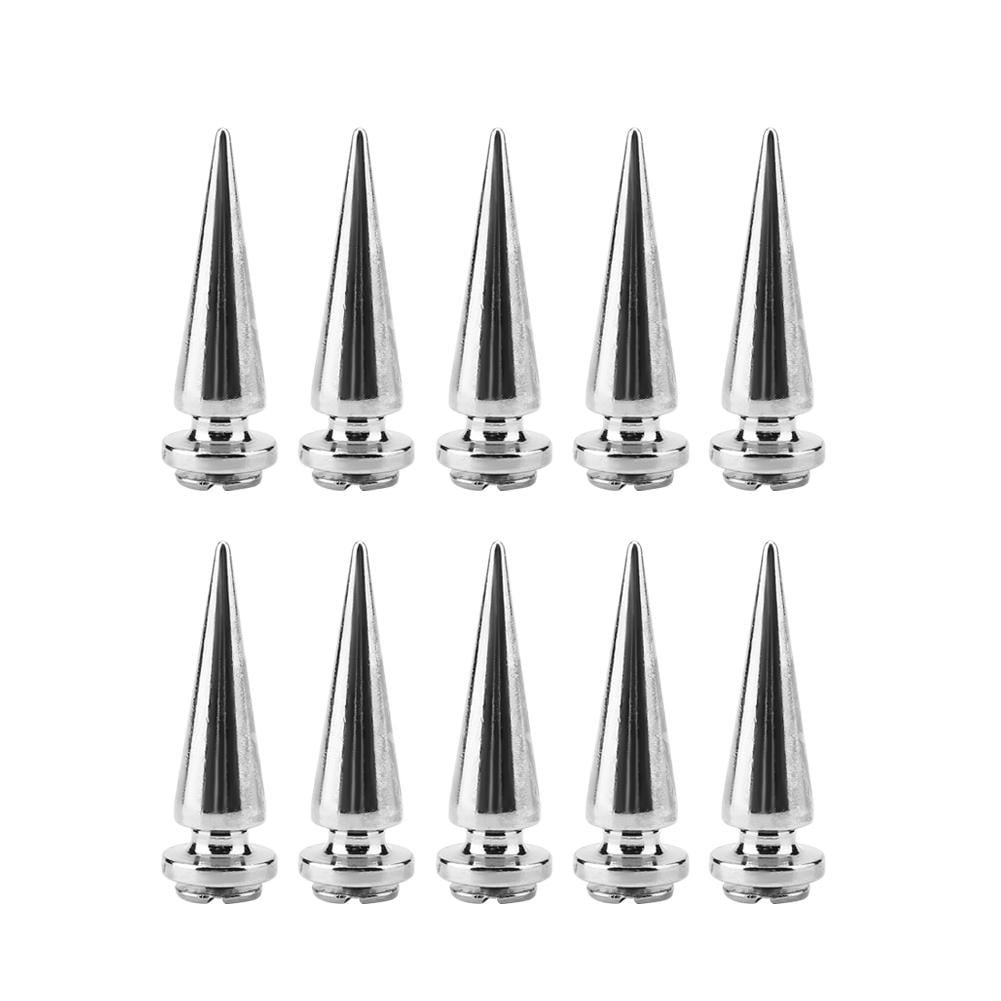 10Set Cone Spikes Metal Punk Rivets Studs Screw Back for Leather Craft Bag Decor 