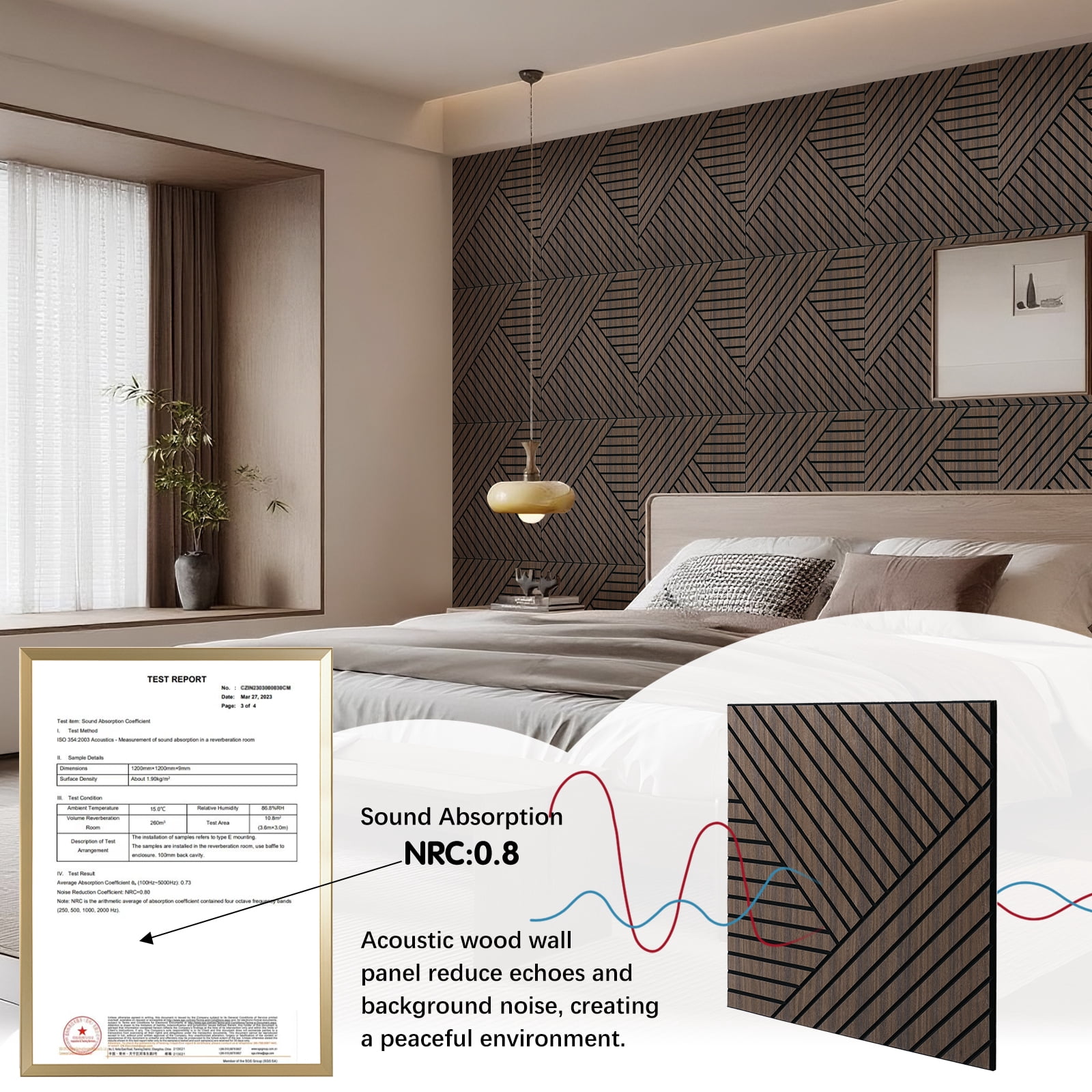4 Packs Acoustic Wall Panels - Self-Adhesive 3D Wood Slat Wall Panel- Peel and Stick Sound Absorbing Panels for Noise Reducing - Feature Wall Decor for Home & Office