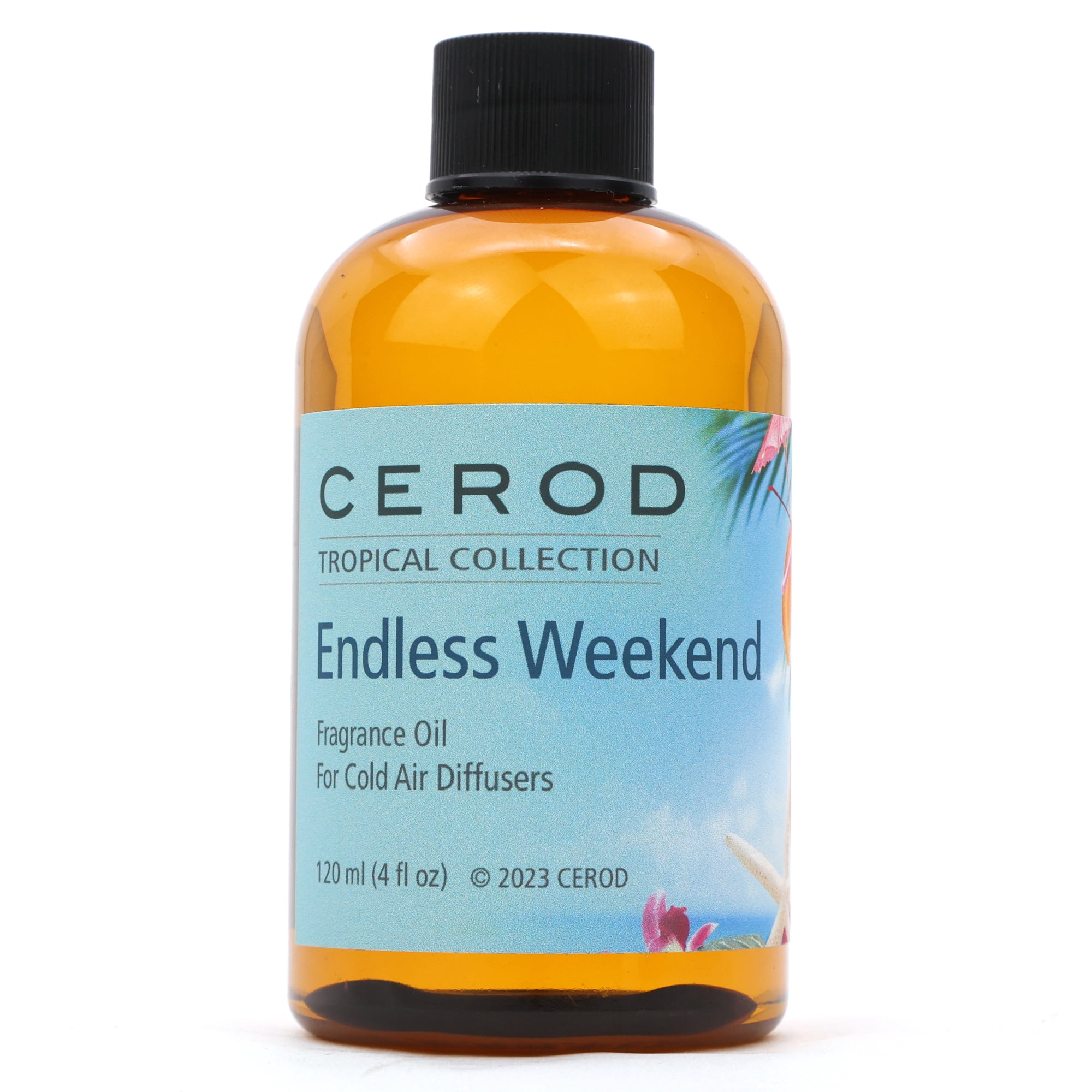 CEROD - Tropical Collection - Endless Weekend Fragrance Oil for Cold Air Diffusers - Aromatherapy Essential Oil Scents- Raspberry, Lychee, Magnolia, Vanilla, Sandalwood - 4 oz. (120ml)