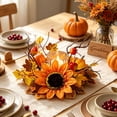 thumbnail image 4 of FeiFu Fall Candle Ring Wreath Artificial Sunflower Pumpkin Maple Leaves Centerpiece for Pillar Candle Holders Autumn Harvest Table Decor Home Party Thanksgiving Corona de Vela de Otoño, 4 of 6