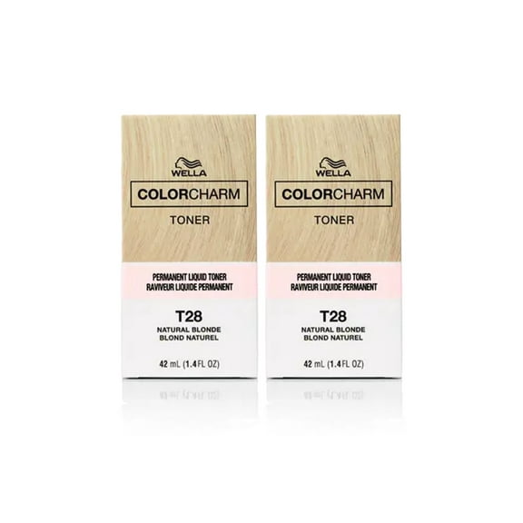 Wella Colorcharm Permanent Liquid Toners- T28 Natural Blonde - 1.4fl oz each - 2pc Combo