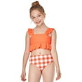 thumbnail image 6 of hoksml Swimsuit Toddler Baby Kids Girls Ruffles Print Two Piece Swimsuit Bathing Beach Swimwear Orange 152 Clearance, 6 of 9