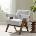 thumbnail image 2 of Armchair Accent Chair, Light Grey Gray, Fabric, Wood, Living Kitchen Cafe Bistro Hospitality Restaurant, Modern Contemporary HB36176, 2 of 9