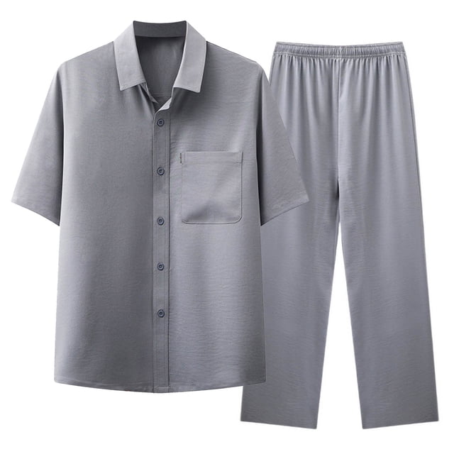 Men's Suits Product Category Expert-Designed Two Piece Set with Round Neck Tee Short Sleeve Shirt Drawstring Shorts and Letter Print Outfit