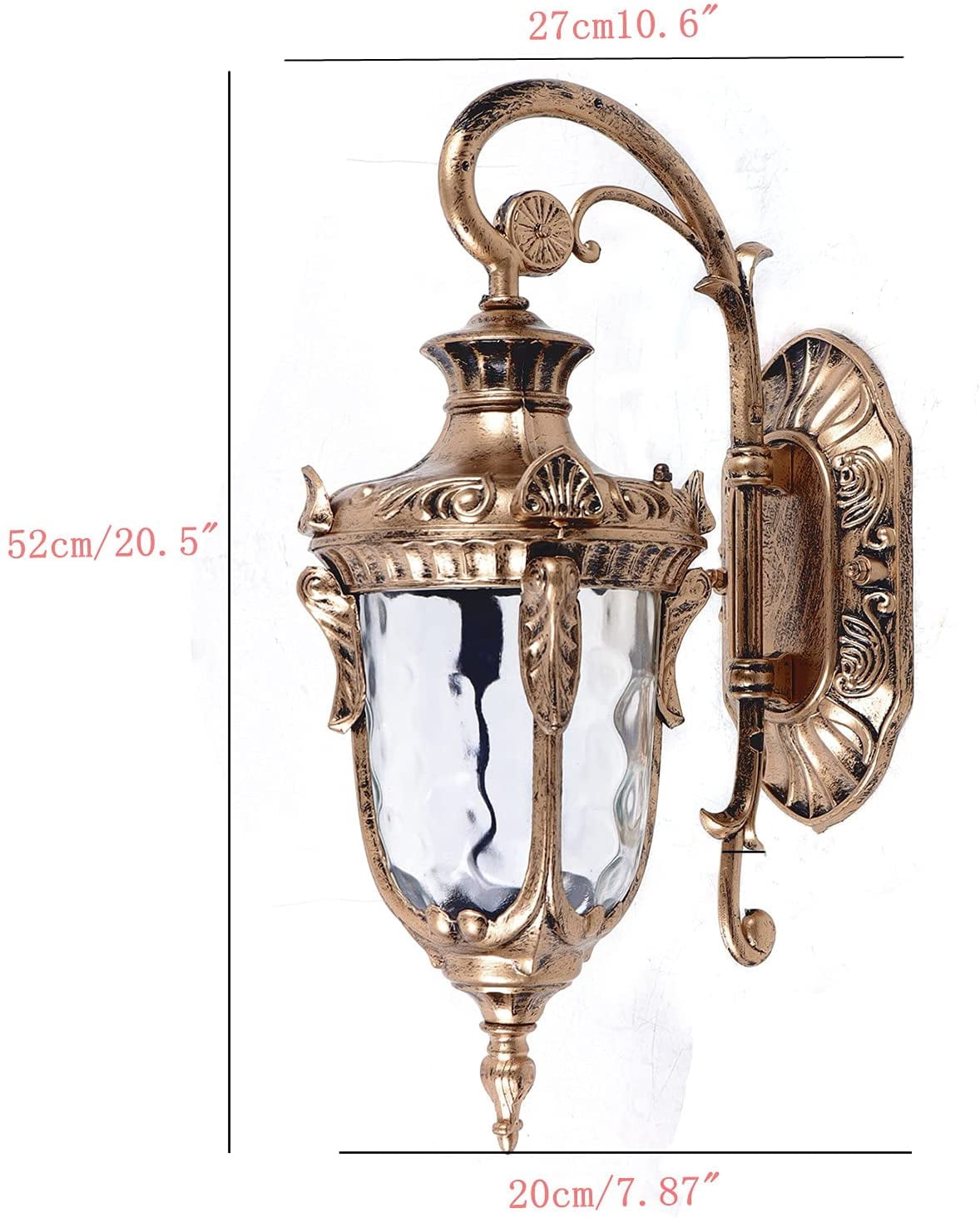 Industrial Garden Wall Light Fixtures Waterproof Wall Lamp Translucent Glass Lampshade Porch Lights (Golden)