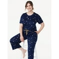 thumbnail image 4 of Joyspun Women's Short Sleeve T-Shirt and Cropped Pants Pajama Set, Sizes S-3X, 4 of 5