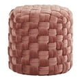 thumbnail image 2 of Modern Braided Round Ottoman, Soft Velvet Multifunctional Vanity Chairs, 16l'' Upholstered Footrest Stool for Living Room, Bedroom, Boucle, 2 of 6