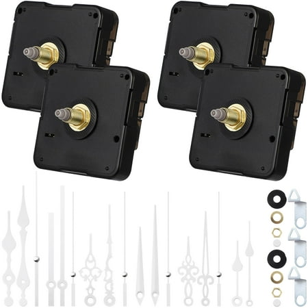 SEWCHICS Quartz Clock Movement Kit White for Wall Clocks, High Compatibility, 4 Sets Replacement Parts