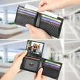 thumbnail image 3 of Mens Minimalist Wallet Slim Leather Credit Card Holder RFID Bifold Wallet Large Capacity 2 ID Windows With Gift Box, 3 of 8